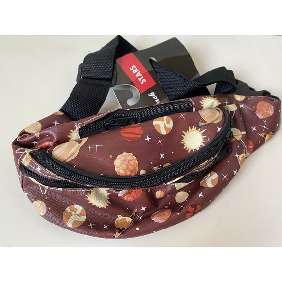 Planets Solar System Crossbody Fanny Pack with Brown Background- NWT - Picture 2 of 3